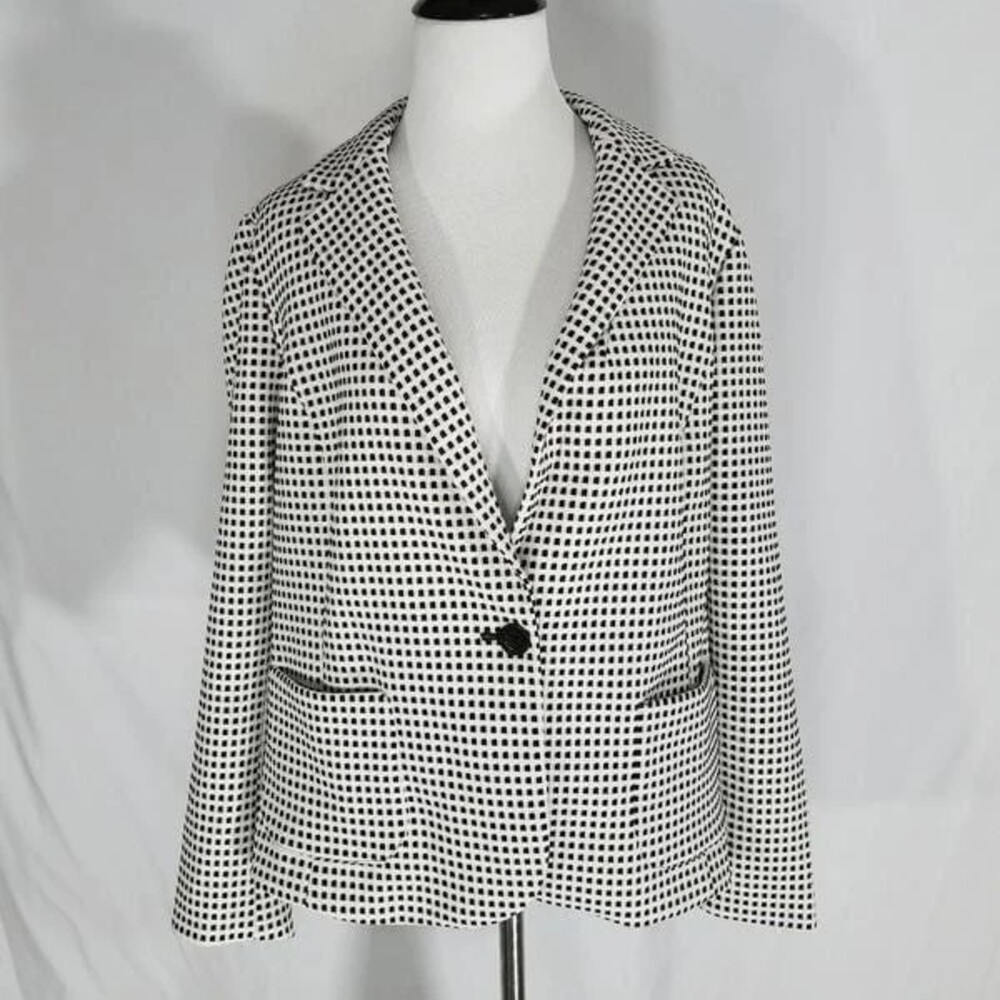 Talbots Black & White Check Print Blazer Size XLP